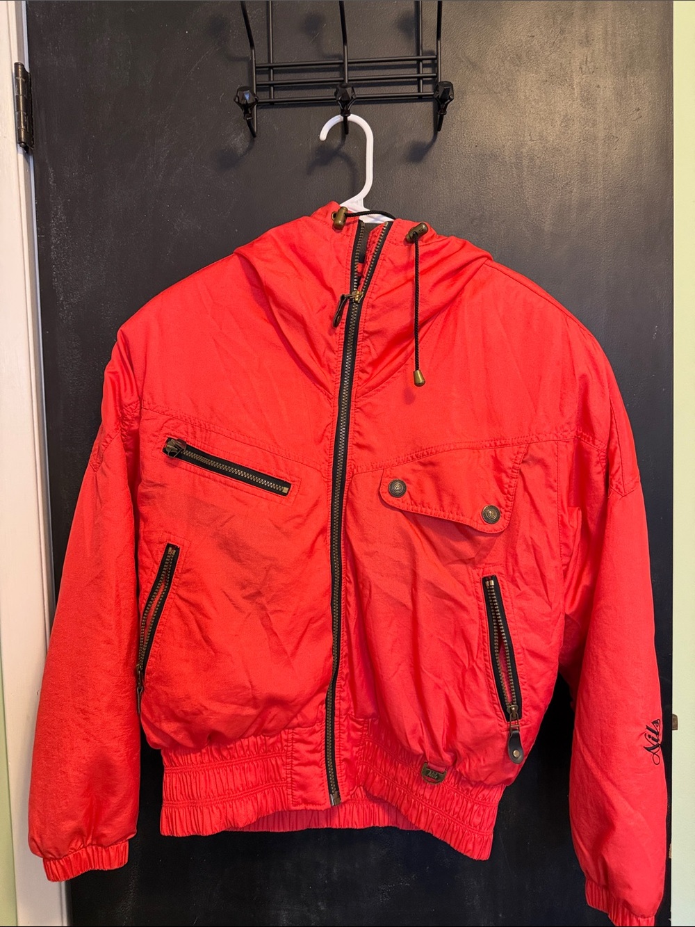 Vintage Nils Skiwear Red Insulated Bomber Ski Jacket - Made in USA - Fits Large